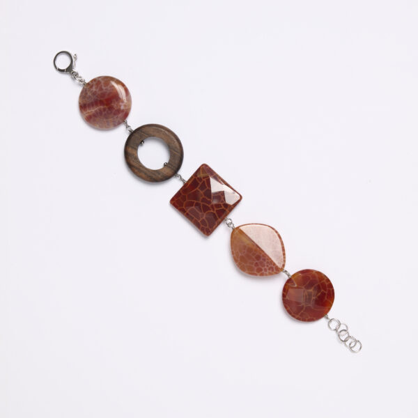 Bracciale in Agata di Fuoco ed Ebano