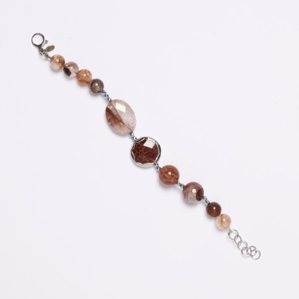 Bracciale in Agata di Fuoco e Quarzo Ematoide