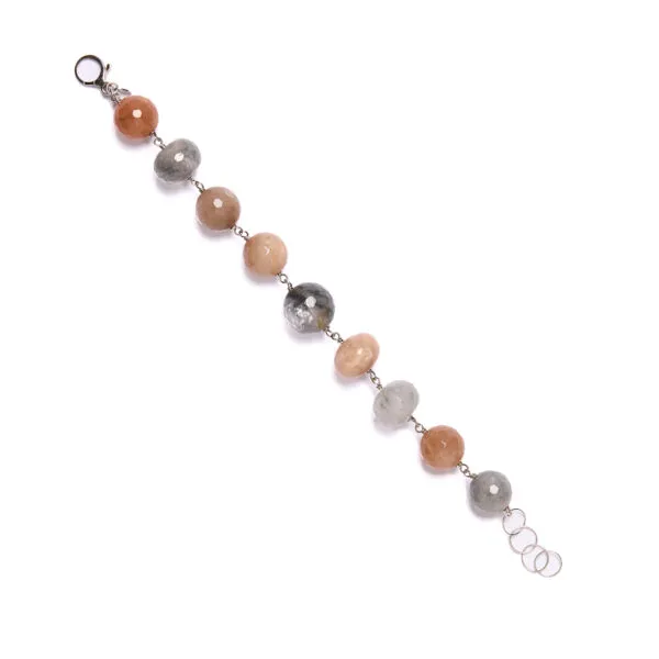 Bracciale rilegato in Pietra di luna e Quarzo Grigio