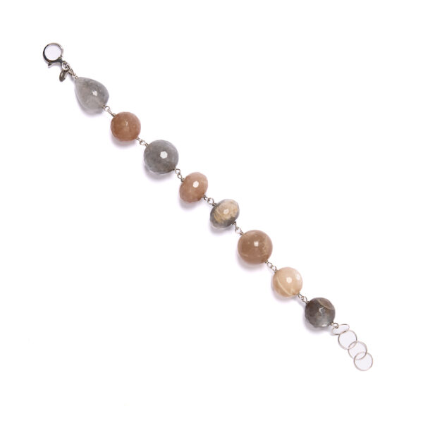 Bracciale rilegato in Pietra di luna e Quarzo Grigio