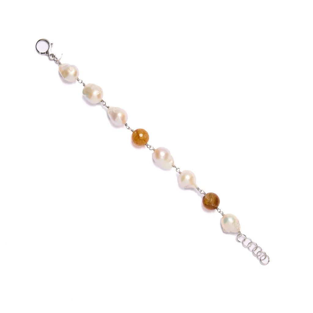 Bracciale rilegato in Perle e Quarzo Ematoide Giallo