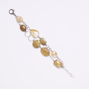 Bracciale a due fili in Ematoide Giallo e Corallo Fossile