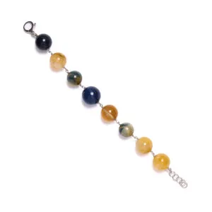 Bracciale in Dumortierite, Occhio di Falco ed Ematoide Giallo