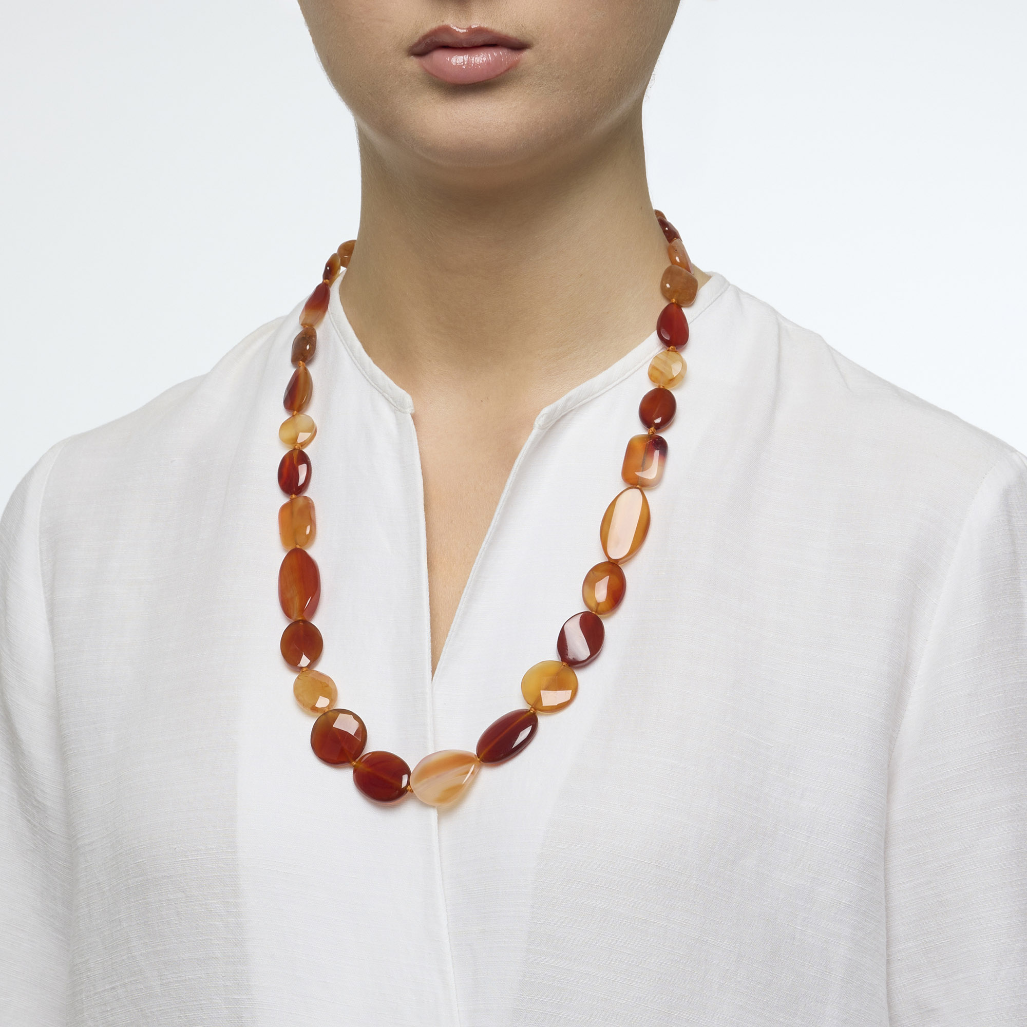 Avalaya Statement Collana Etnica In Legno A Strati - Arancione, Lunghezza 70 Cm, Multifilo - 4