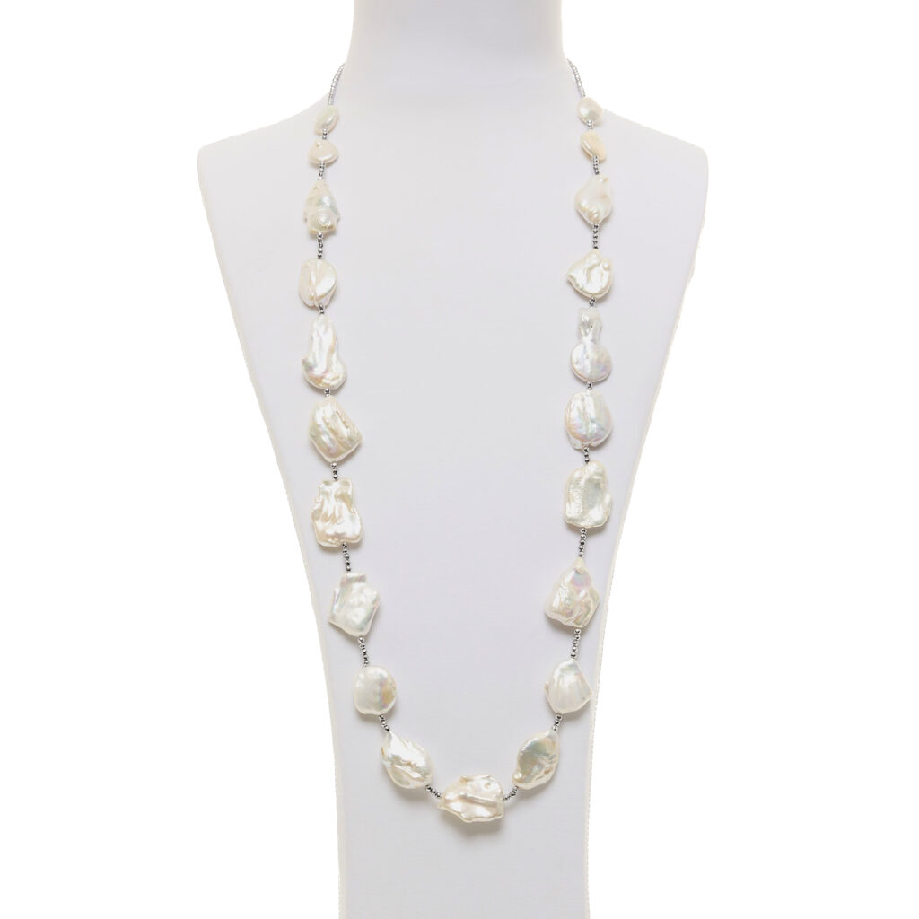 Collana Perle piatte ed Ematite rodiata