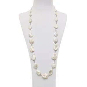 Collana Perle piatte ed Ematite rodiata
