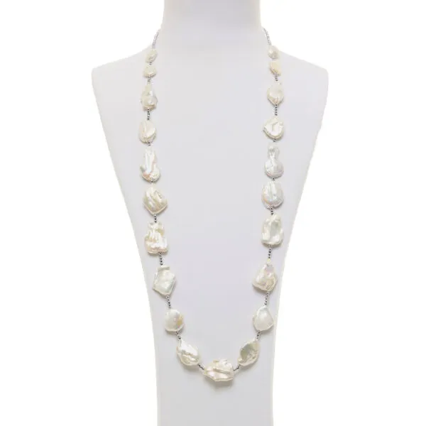 Collana Perle piatte ed Ematite rodiata