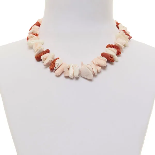 Collana in Corallo rosso e Pelle d'Angelo