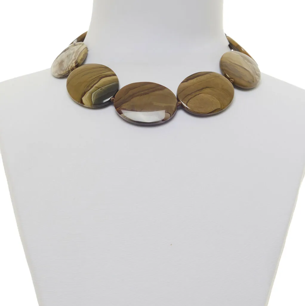 Collana corta in diaspro Landscape e Argento