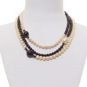 Collana a tre fili in Perle e Granato