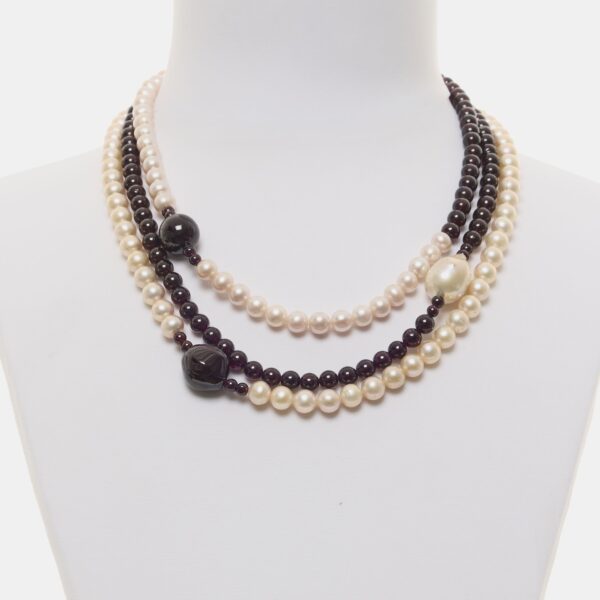 Collana a tre fili in Perle e Granato