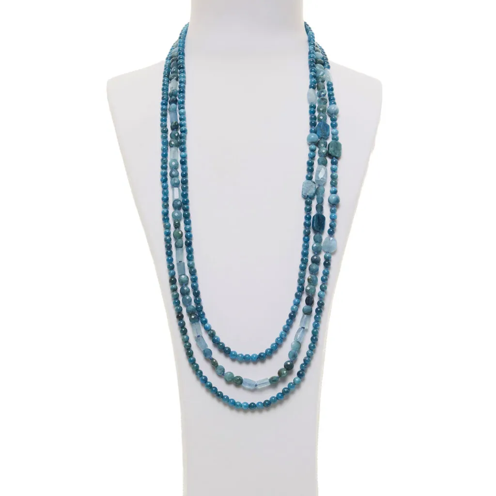 Collana Multifilo in Apatite ed Acquamarina