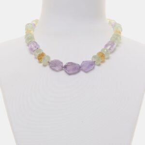 Collana corta in Ametista, Prehnite e Citrino