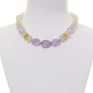 Collana corta in Ametista, Prehnite e Citrino