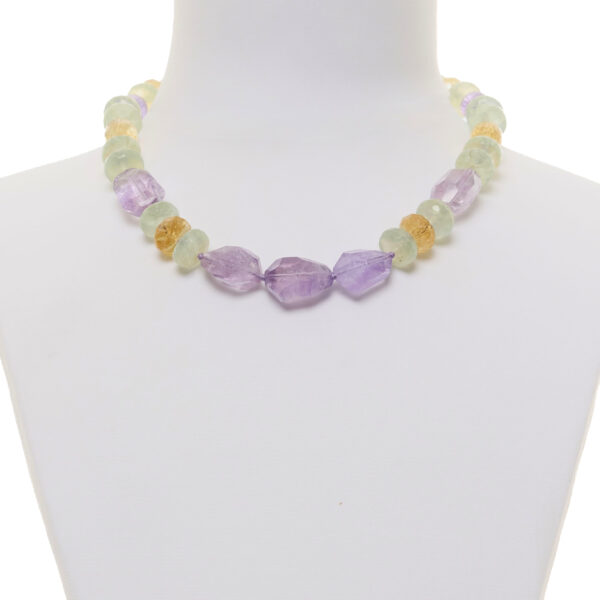 Collana corta in Ametista, Prehnite e Citrino