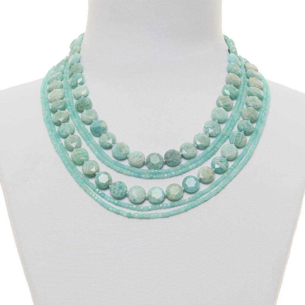 Collana multifilo in Amazzonite