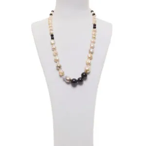 Collana in Perle e Granato a sfera liscia