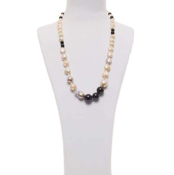 Collana in Perle e Granato a sfera liscia