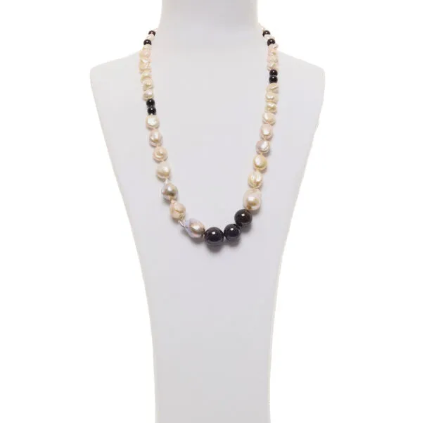 Collana in Perle e Granato a sfera liscia