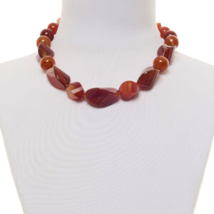 Collana in Agata Corniola a Sfera e Sasso Avvitato