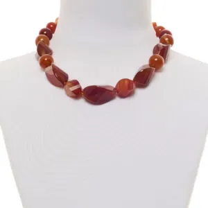 Collana in Agata Corniola a Sfera e Sasso Avvitato