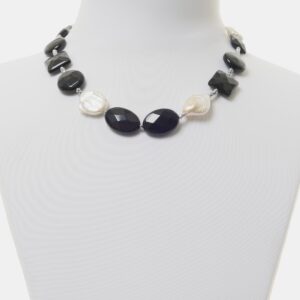 Collana in Agata Nera, Perle ed Ematite