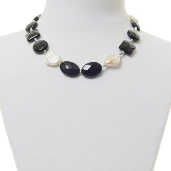 Collana in Agata Nera, Perle ed Ematite