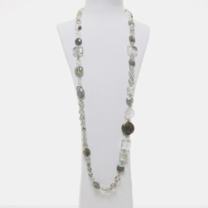 Collana lunga in Labradorite e Lodolite