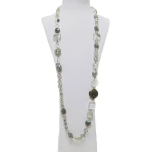 Collana lunga in Labradorite e Lodolite