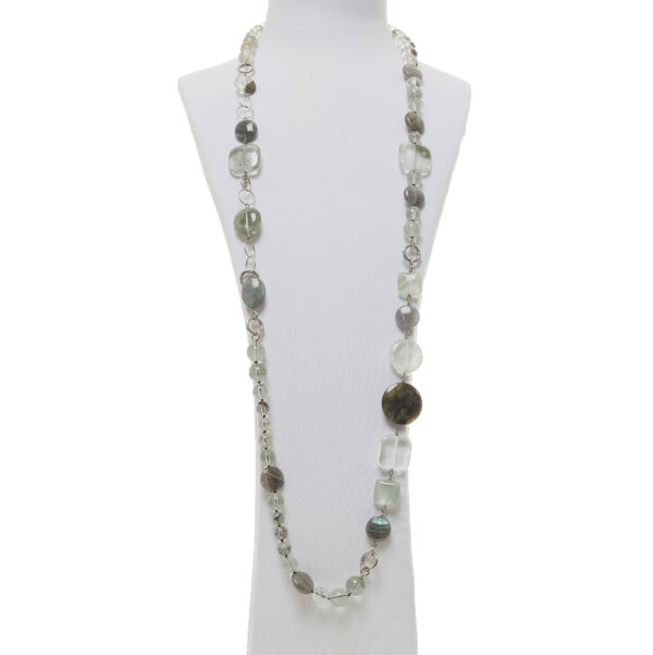 Collana lunga in Labradorite e Lodolite