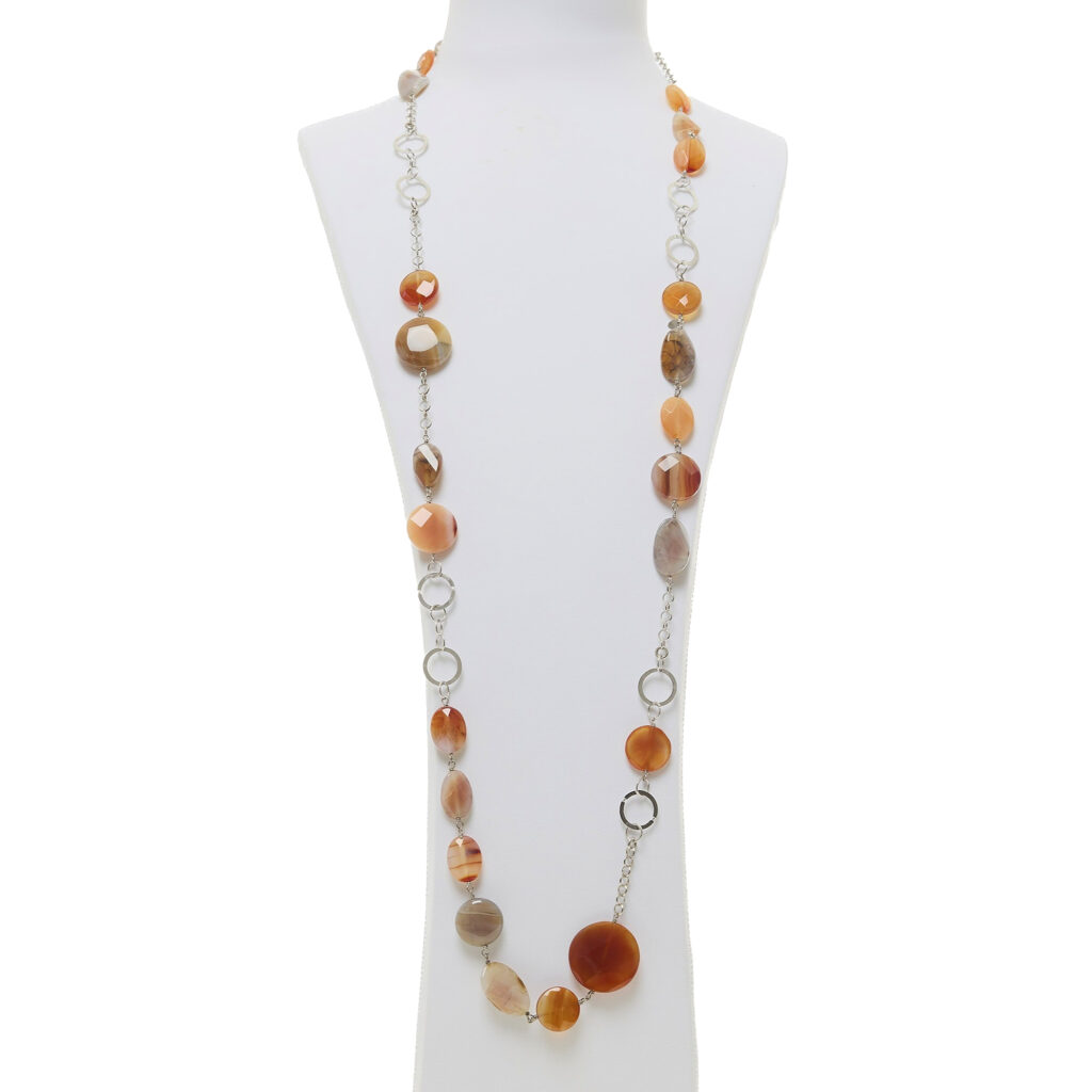 Collana lunga in Corniola ed Agata