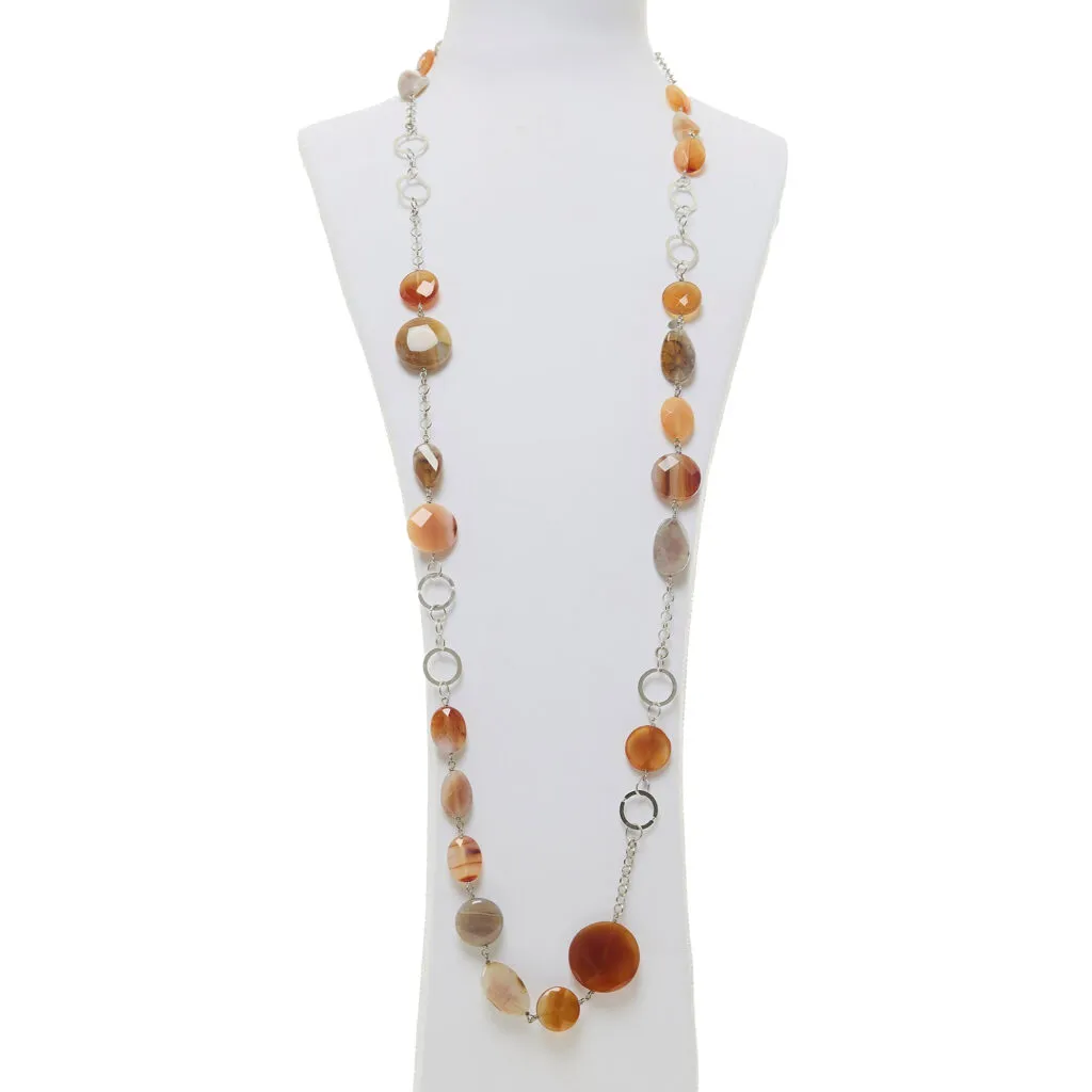 Collana lunga in Corniola ed Agata
