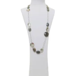 Collana lunga in Labradorite e Lodolite