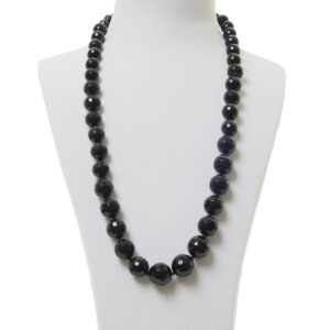 Collana in Agata Nera con chiusura in Argento