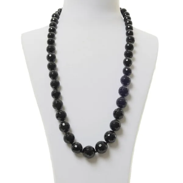 Zwarte Agaat ketting met zilveren sluiting