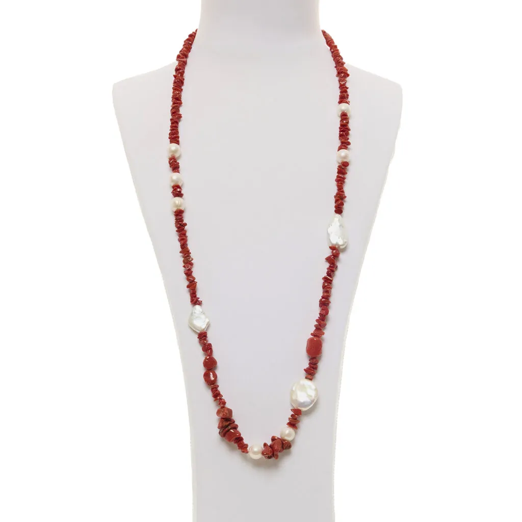 Collana in Corallo Rosso con Argento