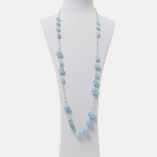 Collana lunga in Acquamarina, con catena in Argento