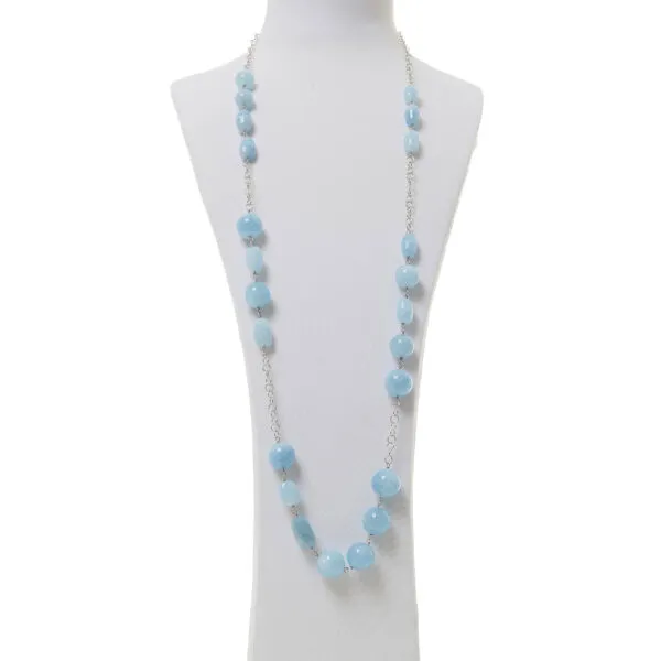 Collana lunga in Acquamarina, con catena in Argento