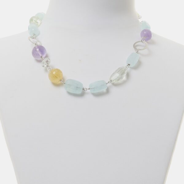 Collana in Acquamarina, Ametista e Citrino