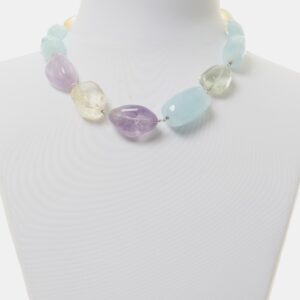 Collana corta in Acquamarina, Citrino e Prasiolite