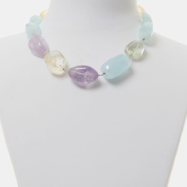 Collana corta in Acquamarina, Citrino e Prasiolite