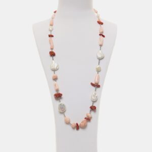 Collana in Corallo Rosso e Pelle d'Angelo con Ematite