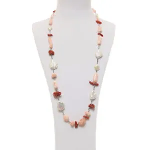 Collana in Corallo Rosso e Pelle d'Angelo con Ematite