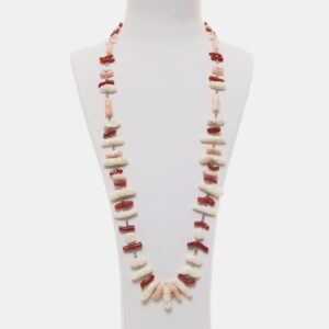 Collana in Corallo Rosso e Pelle d'Angelo con Ematite