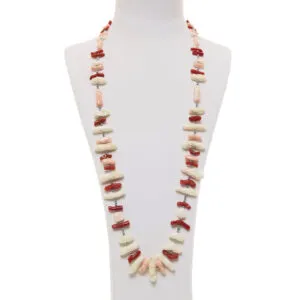 Collana in Corallo Rosso e Pelle d'Angelo con Ematite