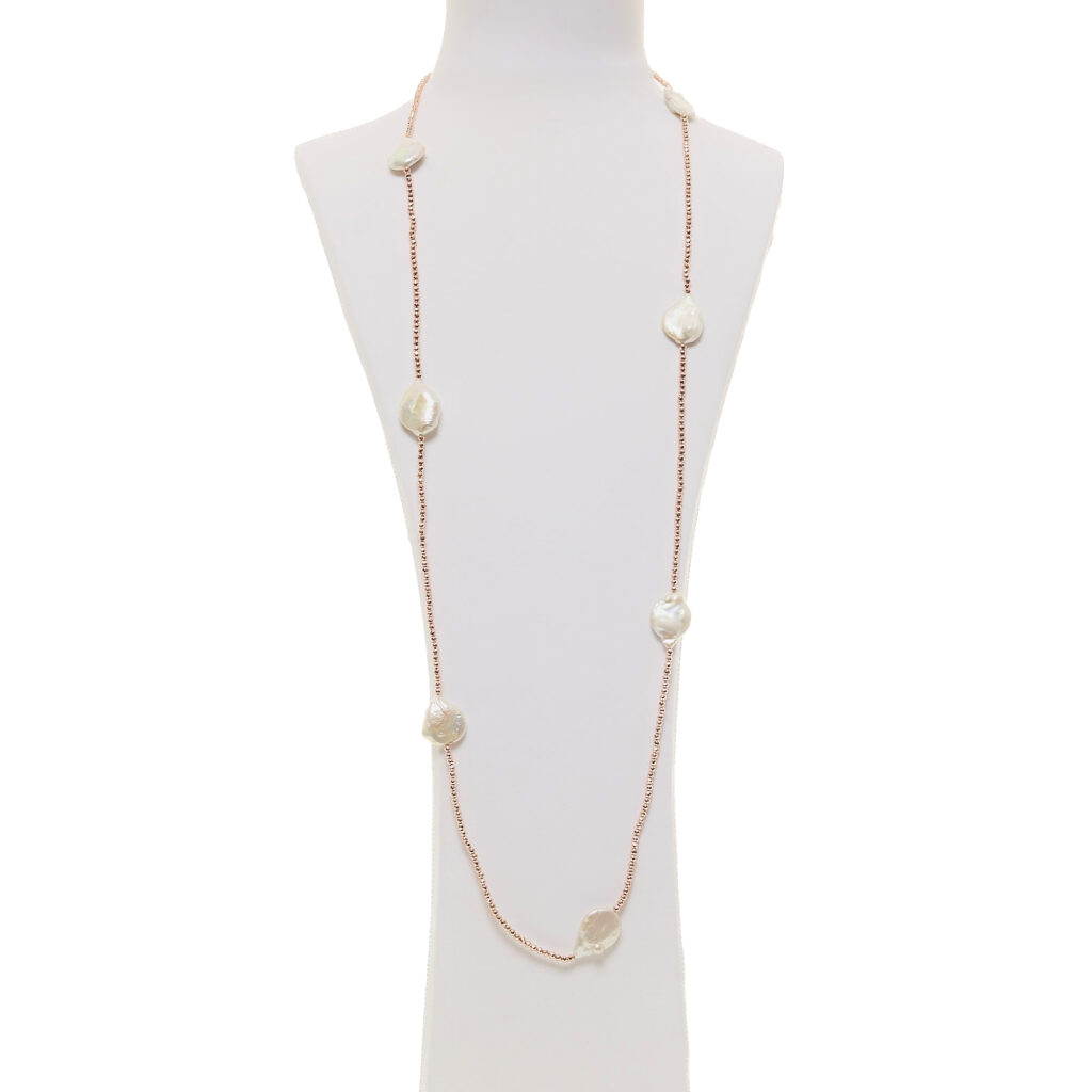 Collana in Perle piatte ed Ematite rosata