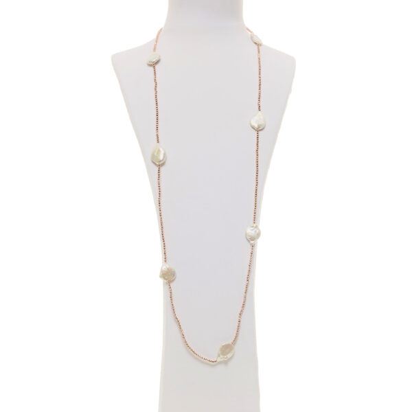 Collana in Perle piatte ed Ematite rosata