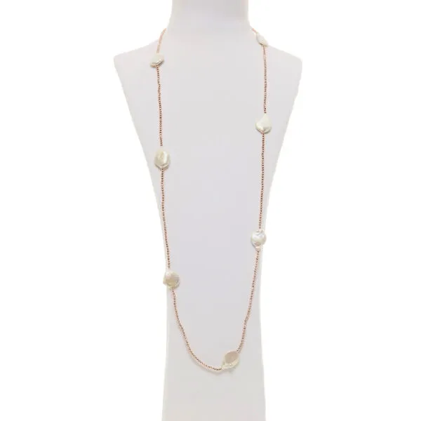 Collana in Perle piatte ed Ematite rosata