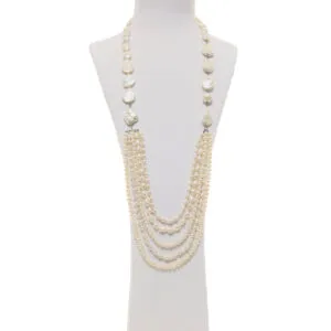 Collana multifilo in Perle di Fiume ed Argento