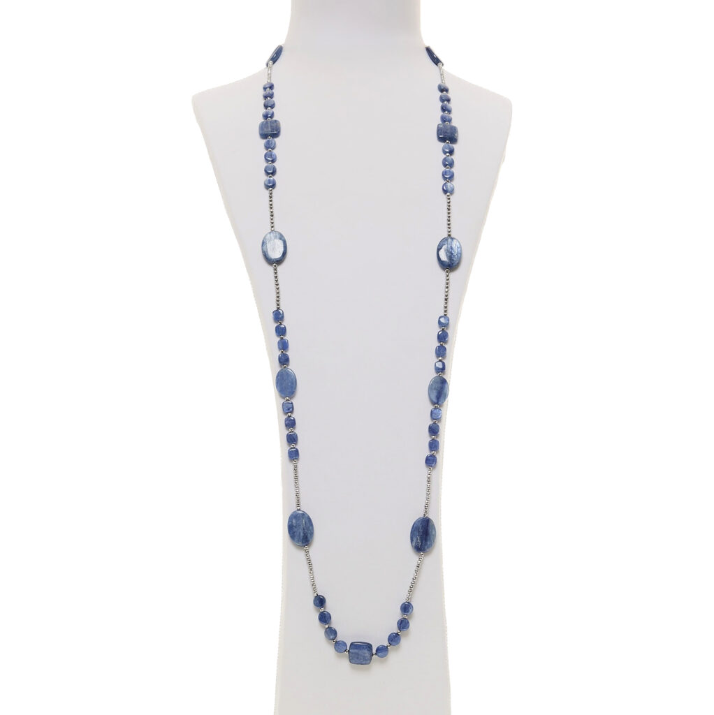 Collana in Cianite con Ematite rodiata